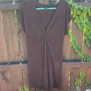 ESCADA - SPORT - Brown V - Neck Dress with Pleating - Size 14